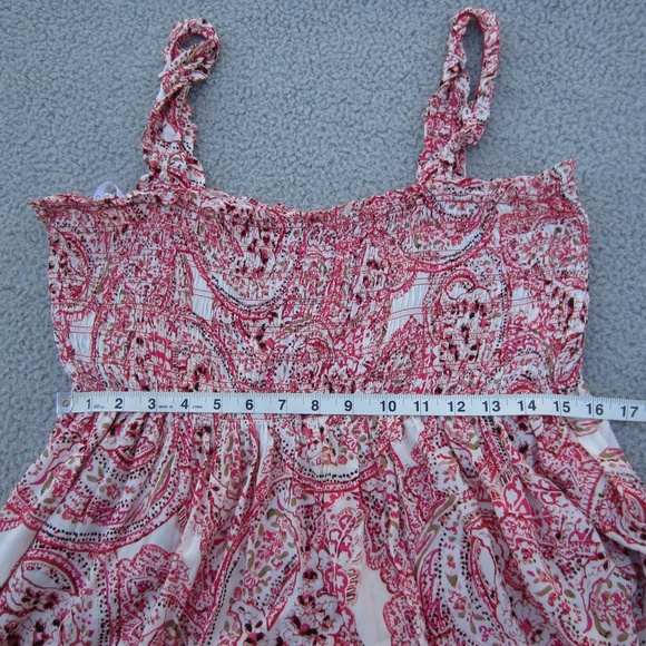 Calvin Klein Dresses Size 14 Burgundy Smocked‎ Slip Floral Flowy Summer Beach - Picture 12 of 14